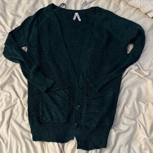 Mudd Deep Green Button-Up Cardigan